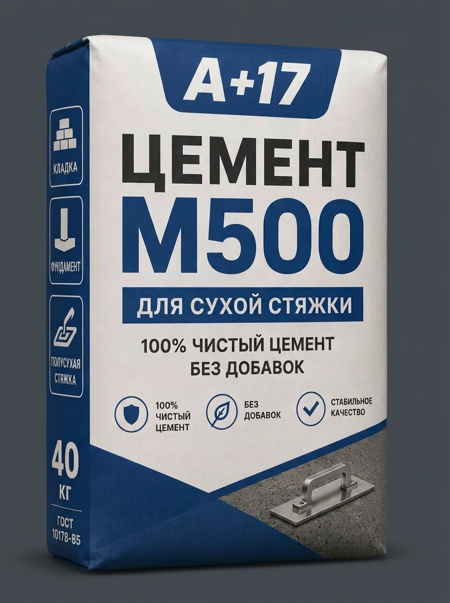 Цемент М500 — лицевая сторона упаковки